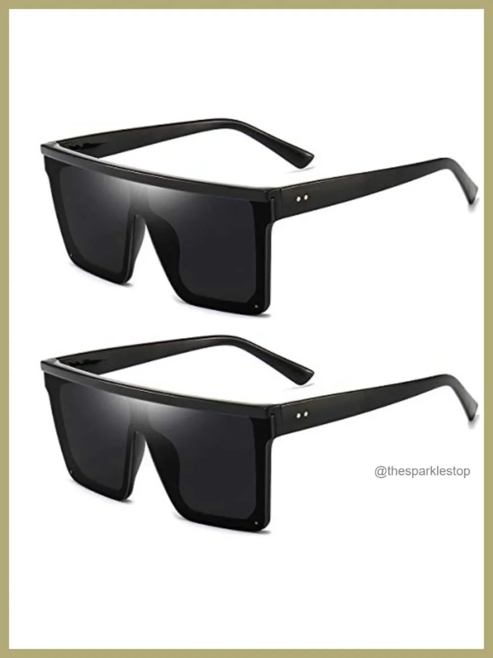 Oversized Square Sunglasses UV400 Protection Metal Frame